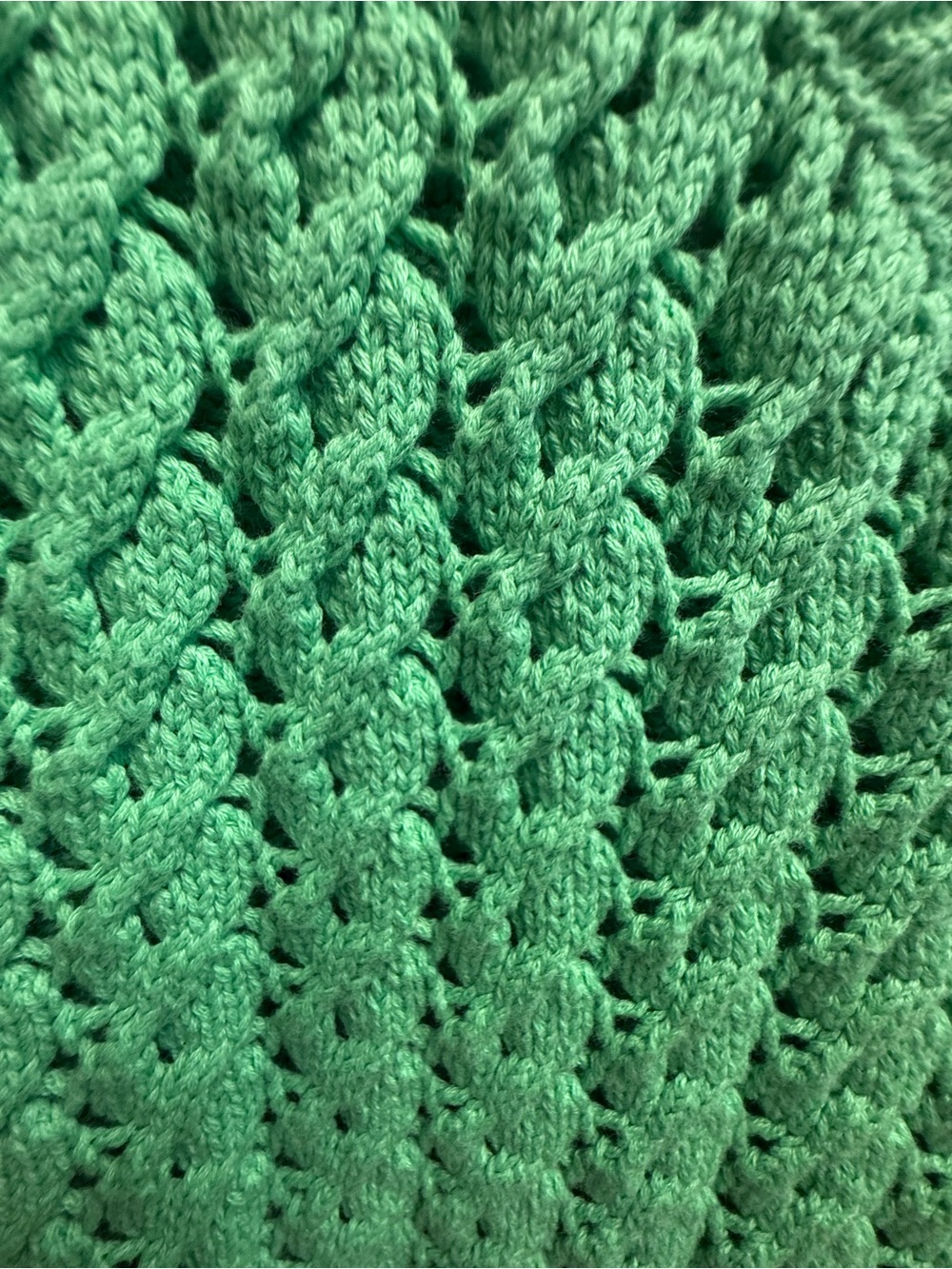 Talbots Green Cable Open Knit V-Neck 100% Cotton Sweater Women’s XS - Picture 5 of 12